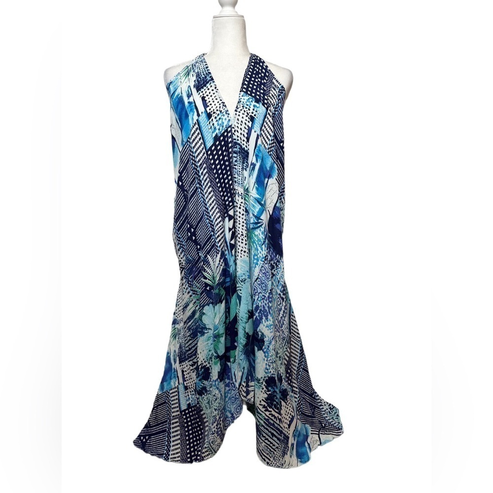 RR HAWAII RESORT High-Low Beach Sun Halter Dress‎ Tropical Cover Up One Size